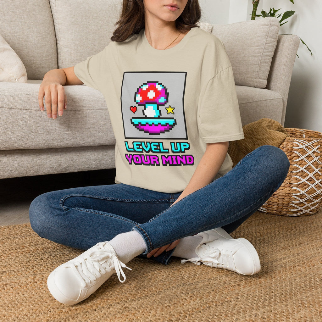 Printify T-Shirt Level Up Your Mind Mushroom T-Shirt Mushroom Magic Mushroom T-Shirt