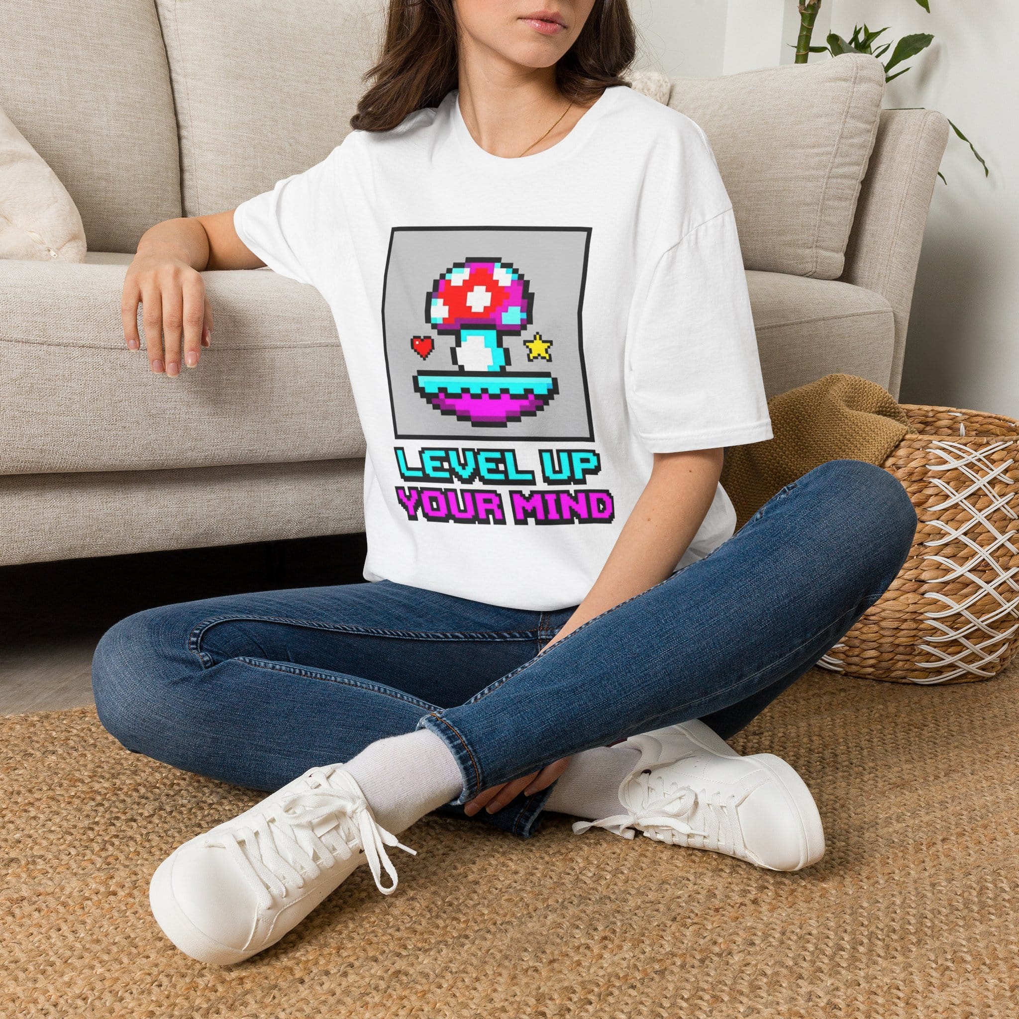 Printify T-Shirt Level Up Your Mind Mushroom T-Shirt Mushroom Magic Mushroom T-Shirt