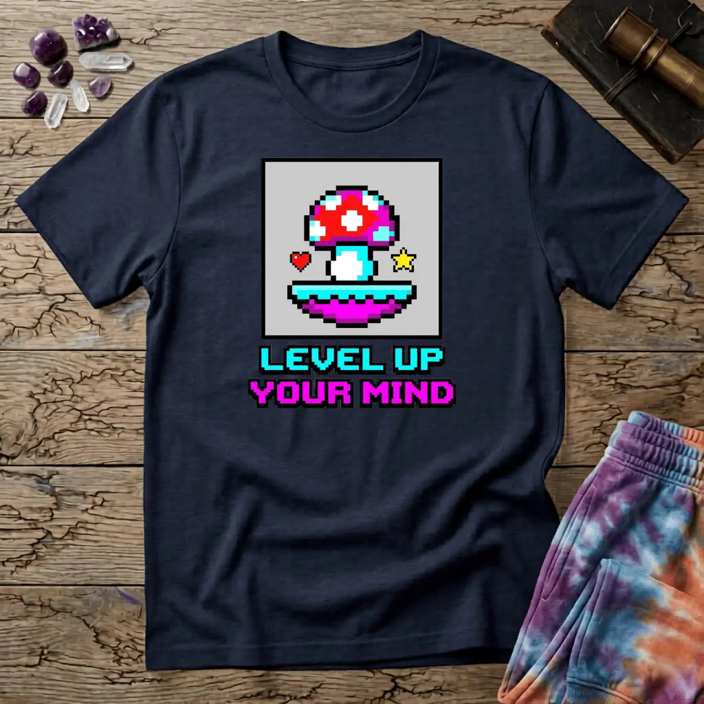 Printify T-Shirt Level Up Your Mind Mushroom T-Shirt Mushroom Magic Mushroom T-Shirt