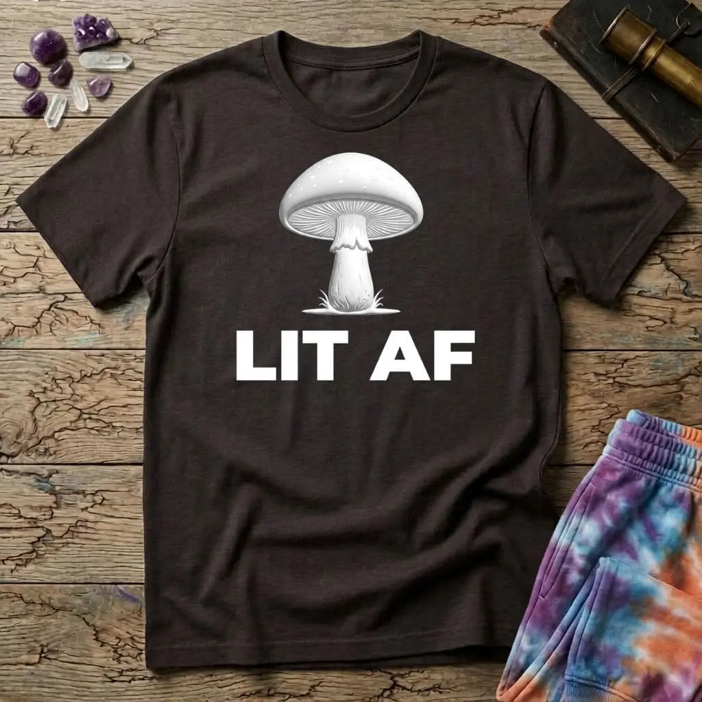 Printify T-Shirt Lit AF Mushroom T-Shirt Mushroom Magic Mushroom T-Shirt