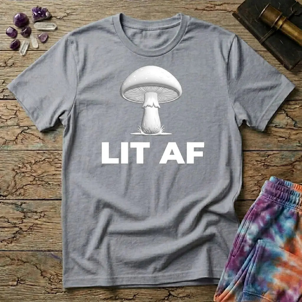 Printify T-Shirt Lit AF Mushroom T-Shirt Mushroom Magic Mushroom T-Shirt