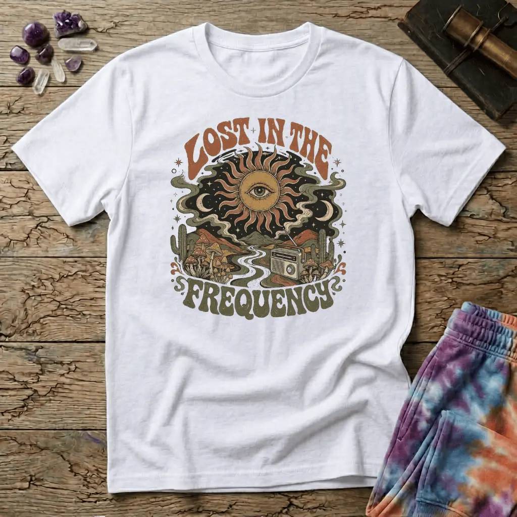 Printify T-Shirt Lost In The Frequency Mushroom T-Shirt Mushroom Magic Mushroom T-Shirt