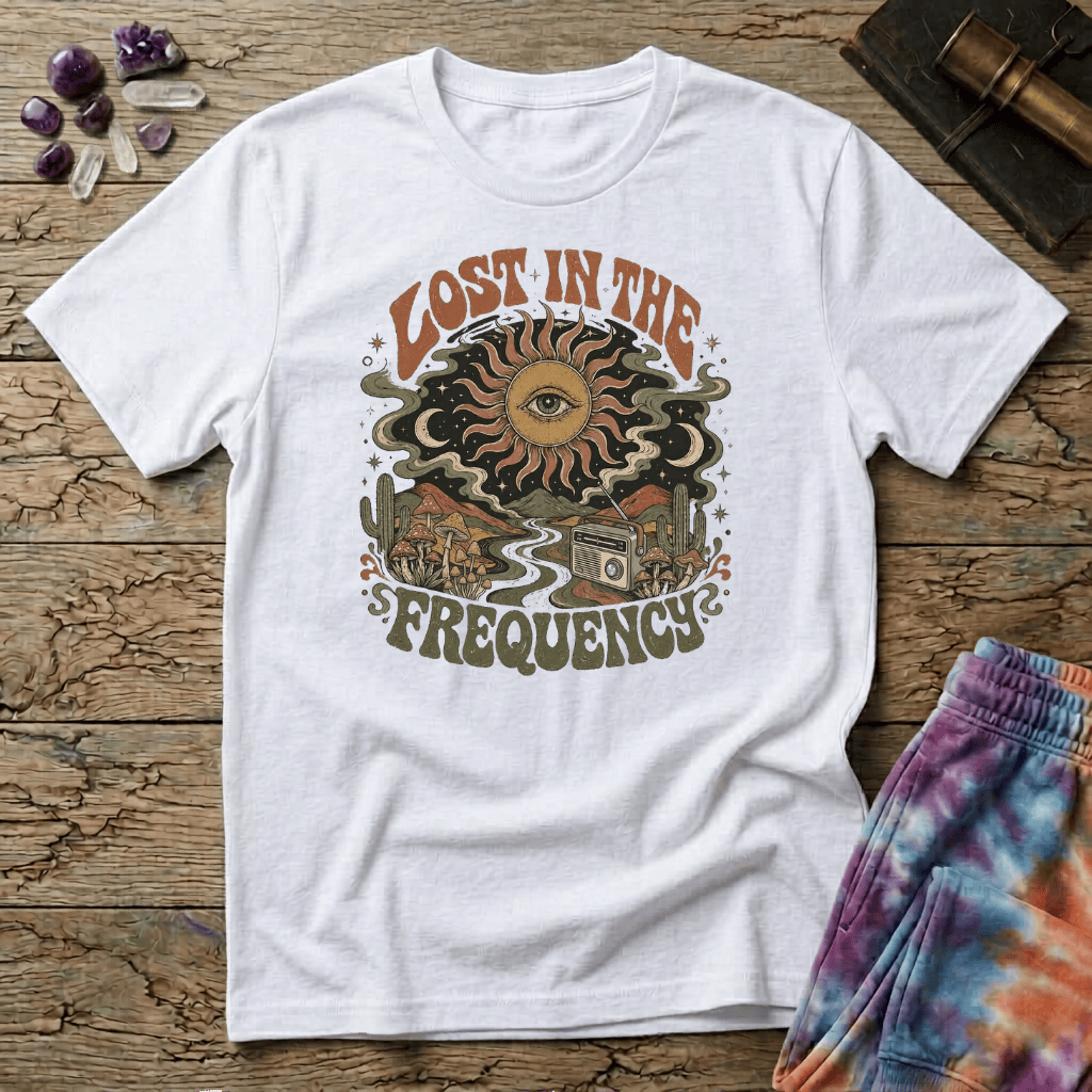 Printify T-Shirt Lost In The Frequency Mushroom T-Shirt Mushroom Magic Mushroom T-Shirt