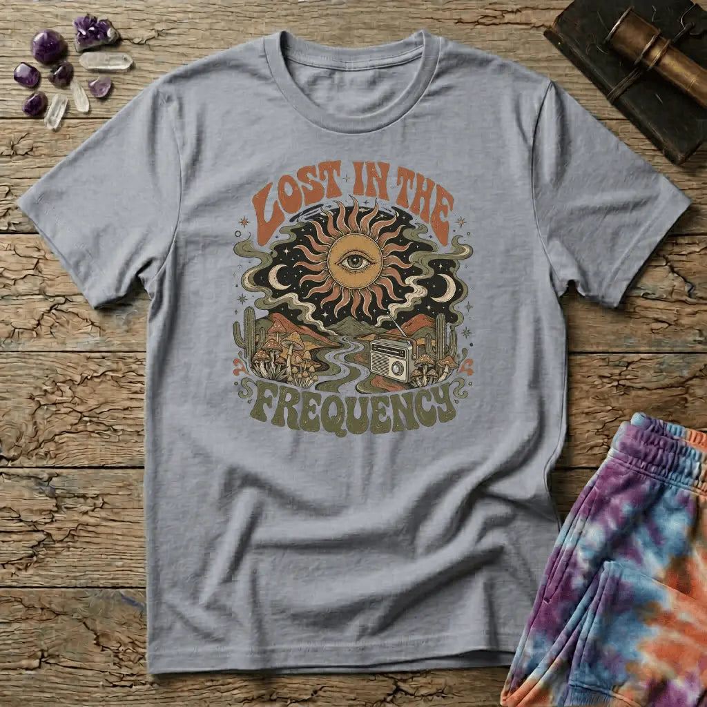Printify T-Shirt Lost In The Frequency Mushroom T-Shirt Mushroom Magic Mushroom T-Shirt