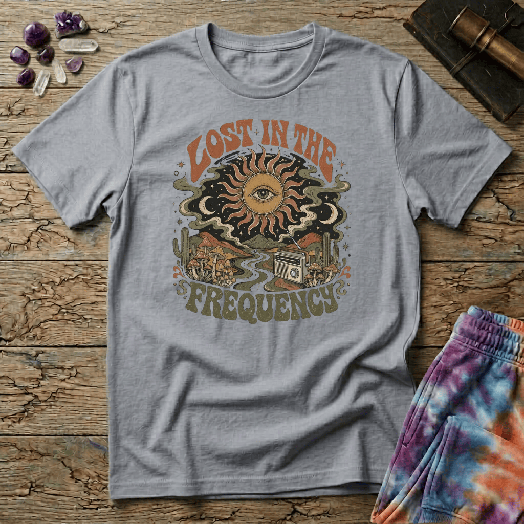 Printify T-Shirt Lost In The Frequency Mushroom T-Shirt Mushroom Magic Mushroom T-Shirt