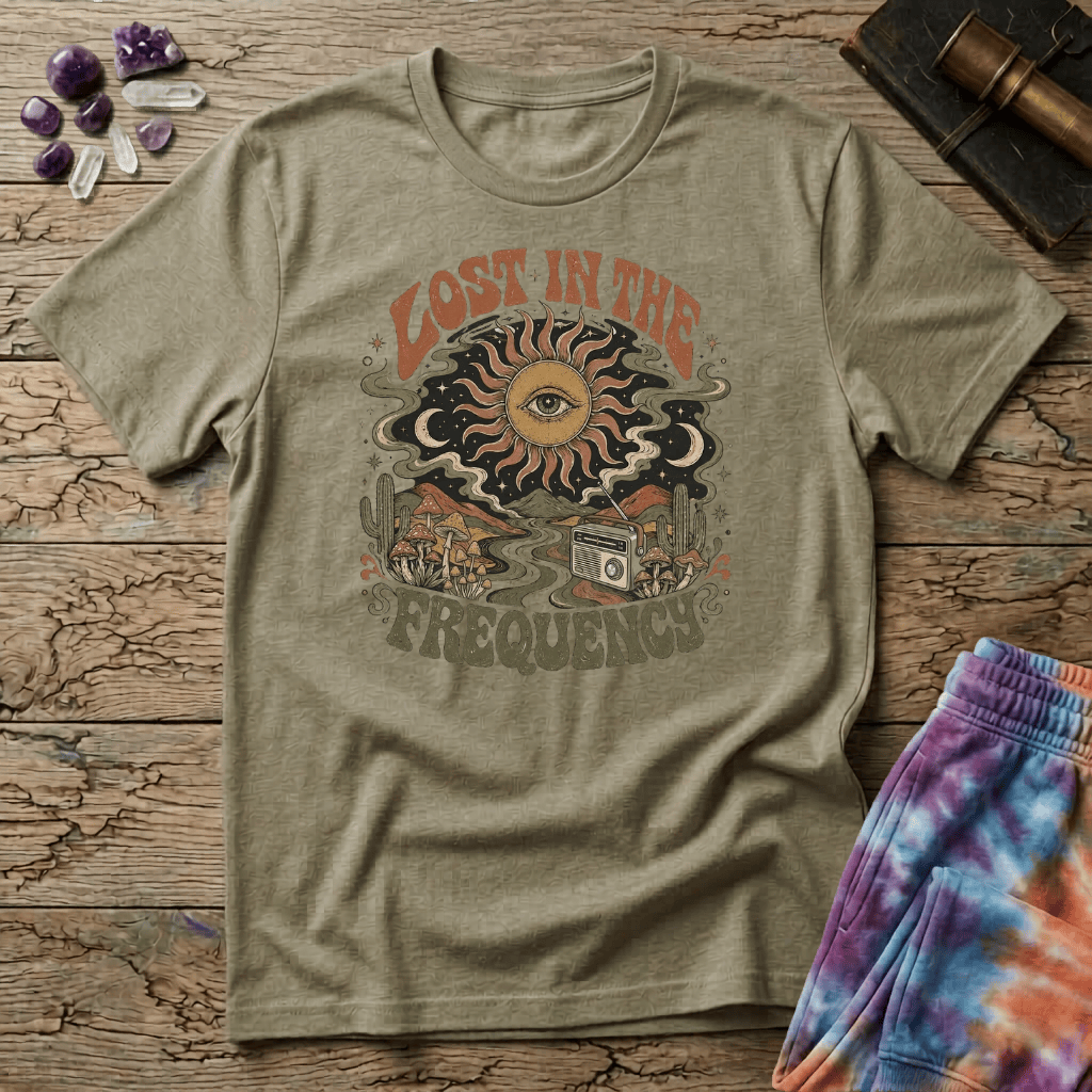 Printify T-Shirt Lost In The Frequency Mushroom T-Shirt Mushroom Magic Mushroom T-Shirt
