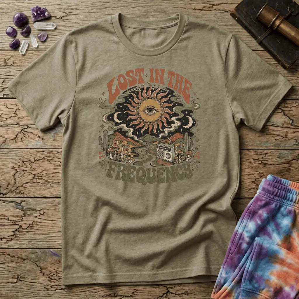 Printify T-Shirt Lost In The Frequency Mushroom T-Shirt Mushroom Magic Mushroom T-Shirt