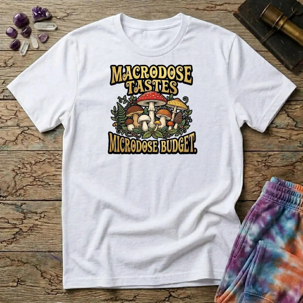 Printify T-Shirt Macrodose Tastes Microdose Budget Mushroom T-Shirt Mushroom Magic Mushroom T-Shirt