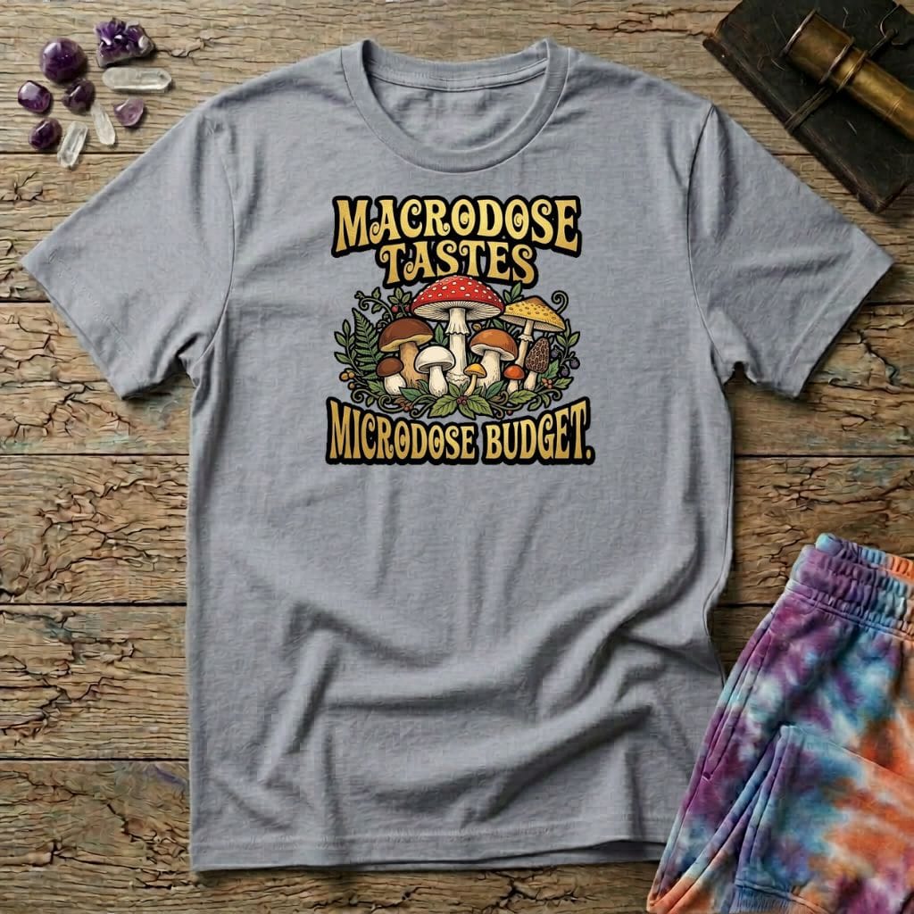 Printify T-Shirt Macrodose Tastes Microdose Budget Mushroom T-Shirt Mushroom Magic Mushroom T-Shirt