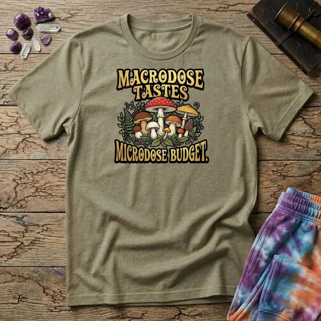 Printify T-Shirt Macrodose Tastes Microdose Budget Mushroom T-Shirt Mushroom Magic Mushroom T-Shirt