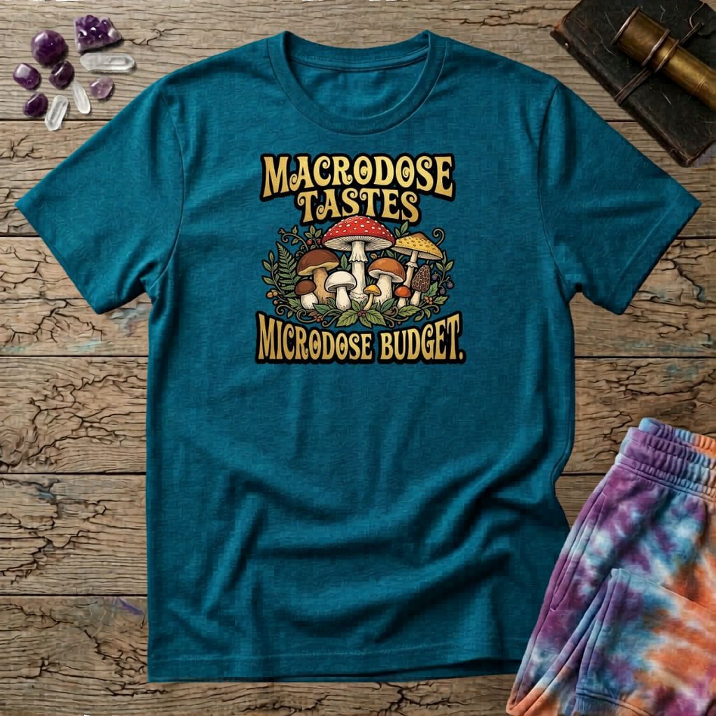 Printify T-Shirt Macrodose Tastes Microdose Budget Mushroom T-Shirt Mushroom Magic Mushroom T-Shirt