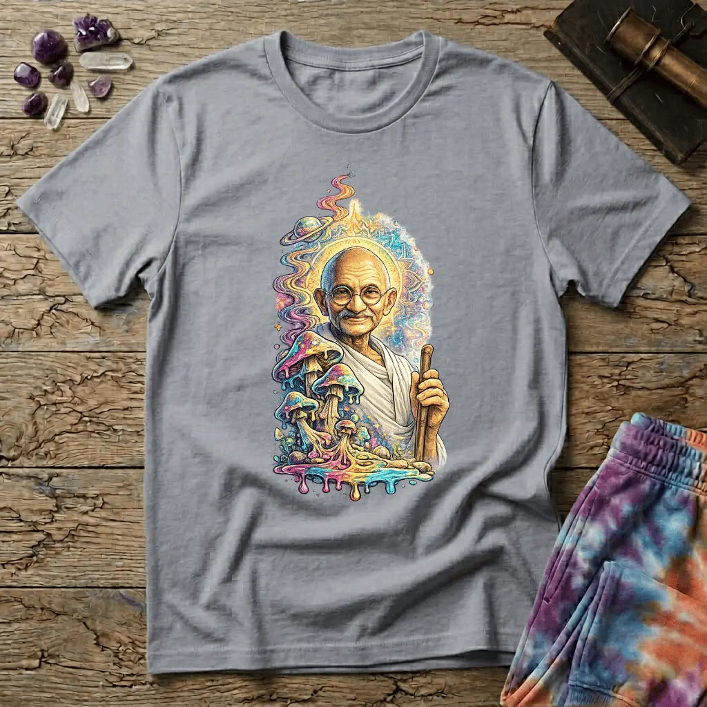 Printify T-Shirt Mahatma Gandhi Mushroom T-Shirt Mushroom Magic Mushroom T-Shirt