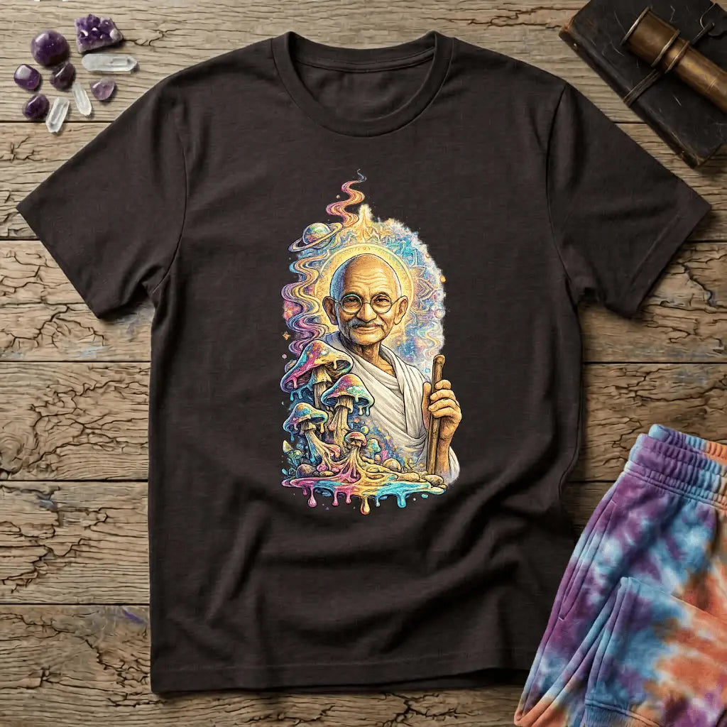 Printify T-Shirt Mahatma Gandhi Mushroom T-Shirt Mushroom Magic Mushroom T-Shirt