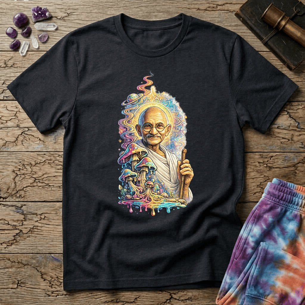 Printify T-Shirt Mahatma Gandhi Mushroom T-Shirt Mushroom Magic Mushroom T-Shirt