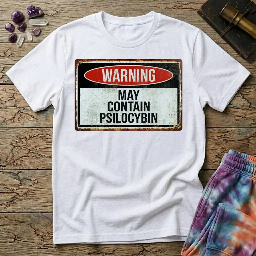 Printify T-Shirt May Contain Psilocybin Too T-Shirt Mushroom Magic Mushroom T-Shirt