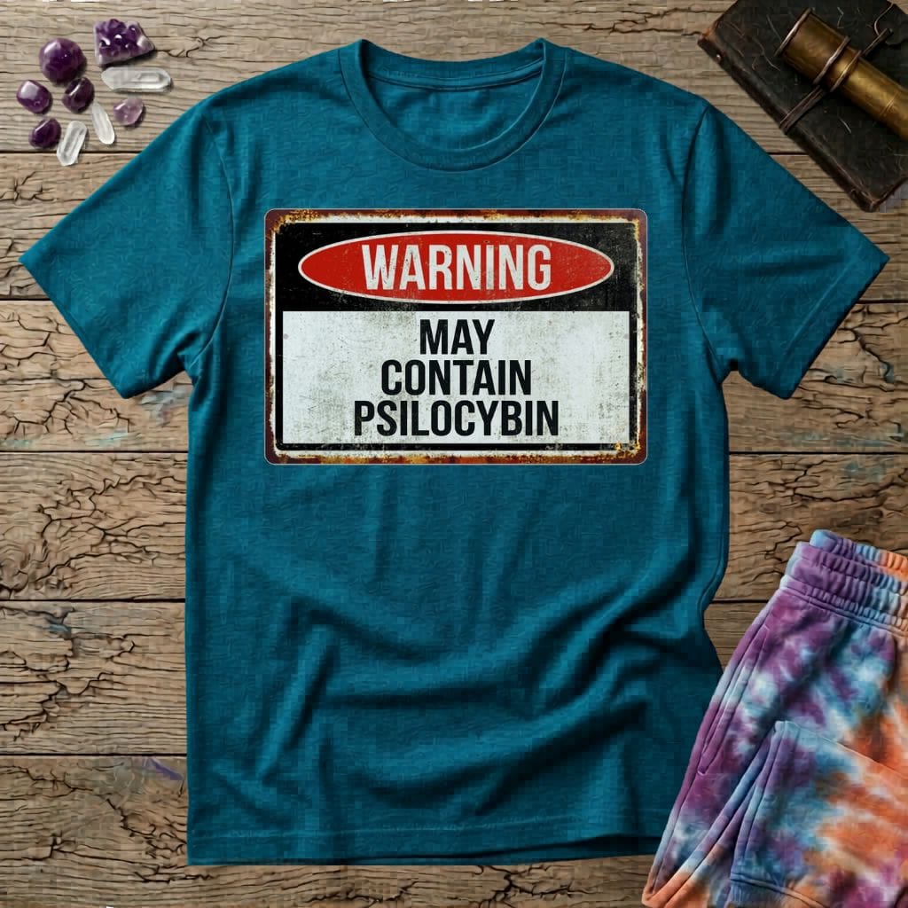 Printify T-Shirt May Contain Psilocybin Too T-Shirt Mushroom Magic Mushroom T-Shirt