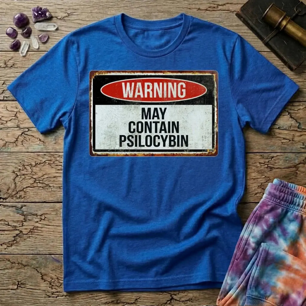 Printify T-Shirt May Contain Psilocybin Too T-Shirt Mushroom Magic Mushroom T-Shirt