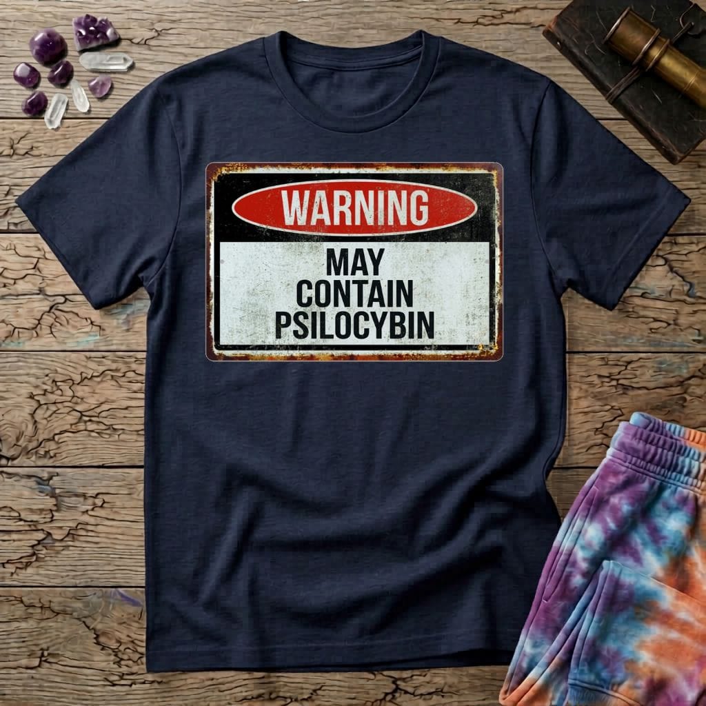 Printify T-Shirt May Contain Psilocybin Too T-Shirt Mushroom Magic Mushroom T-Shirt
