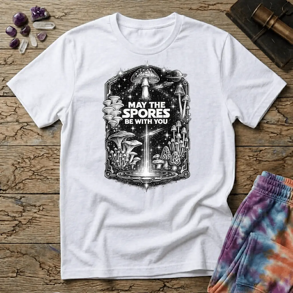 Printify T-Shirt May The Spores Be With You Mushroom T-Shirt Mushroom Magic Mushroom T-Shirt