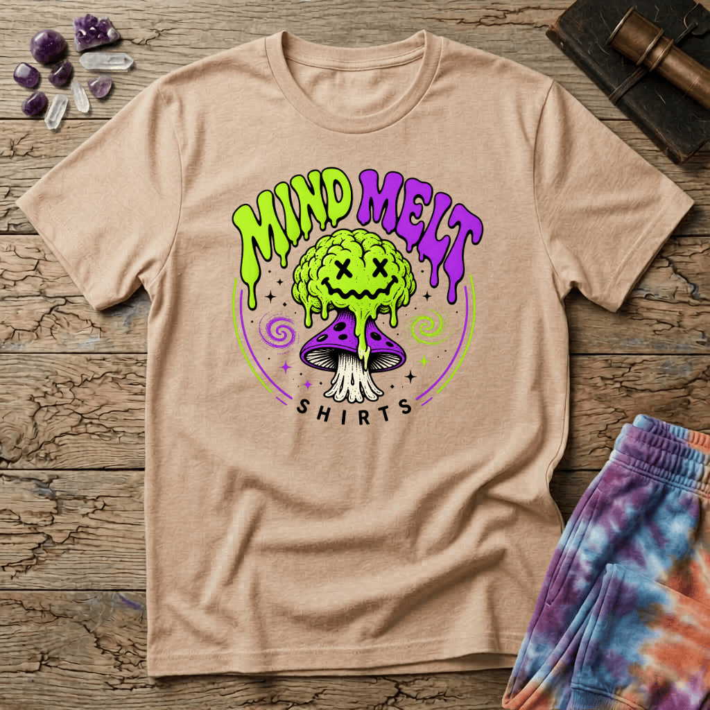 Printify T-Shirt Mind Melt Logo T-Shirt Mushroom Magic Mushroom T-Shirt
