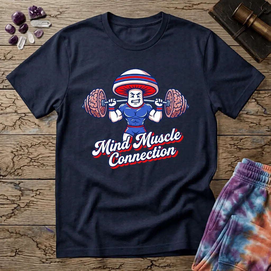 Printify T-Shirt Mind Muscle Connection Mushroom T-Shirt Mushroom Magic Mushroom T-Shirt