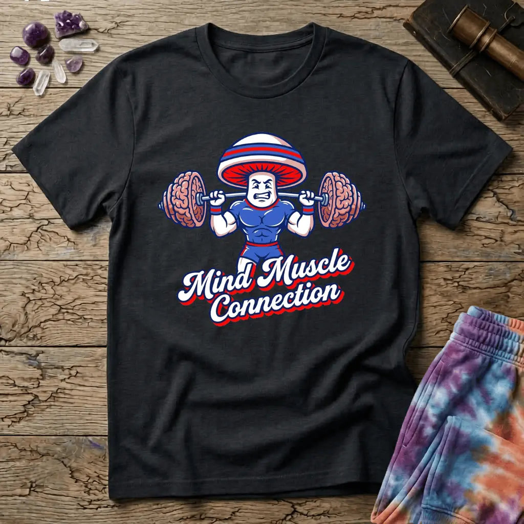 Printify T-Shirt Mind Muscle Connection Mushroom T-Shirt Mushroom Magic Mushroom T-Shirt