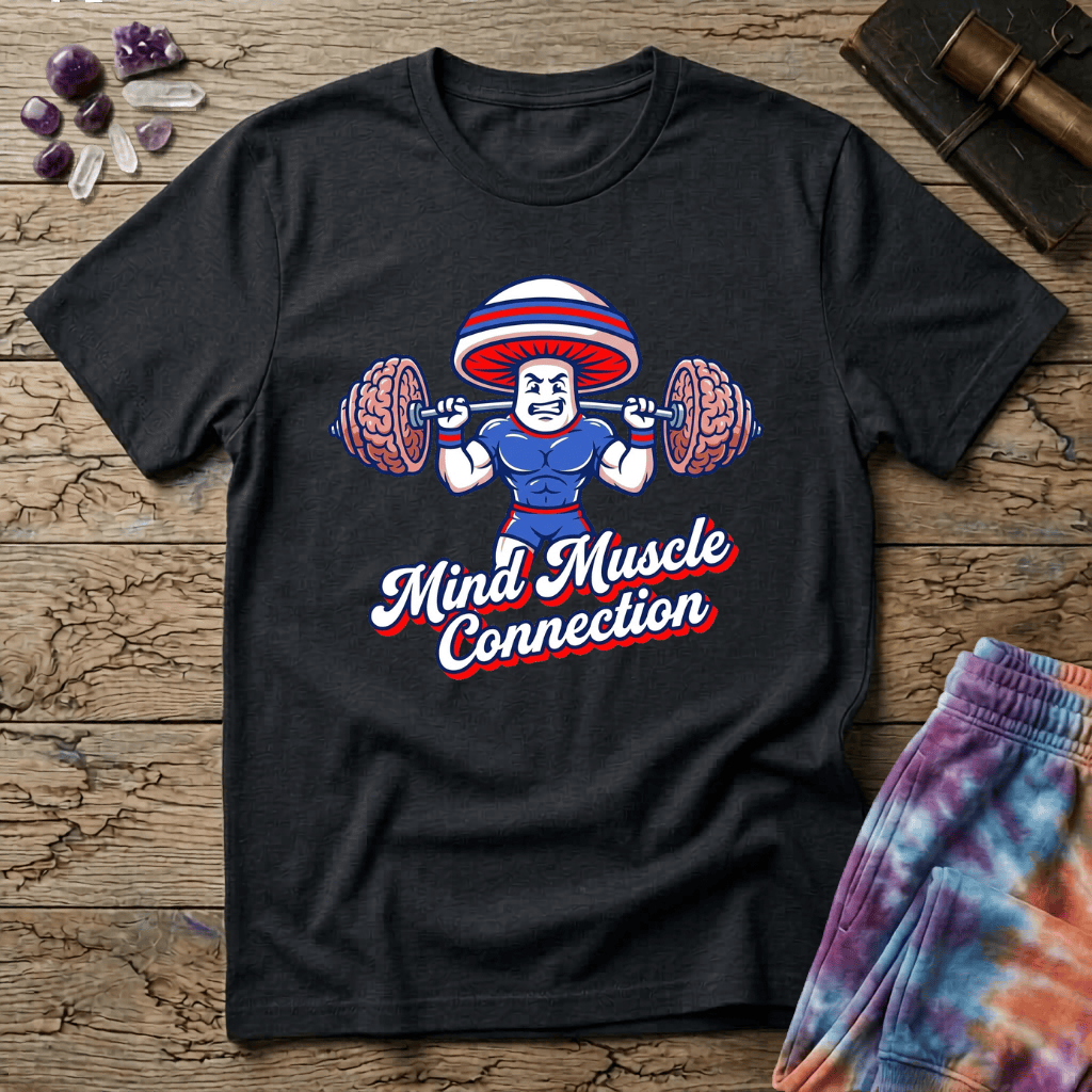 Printify T-Shirt Mind Muscle Connection Mushroom T-Shirt Mushroom Magic Mushroom T-Shirt