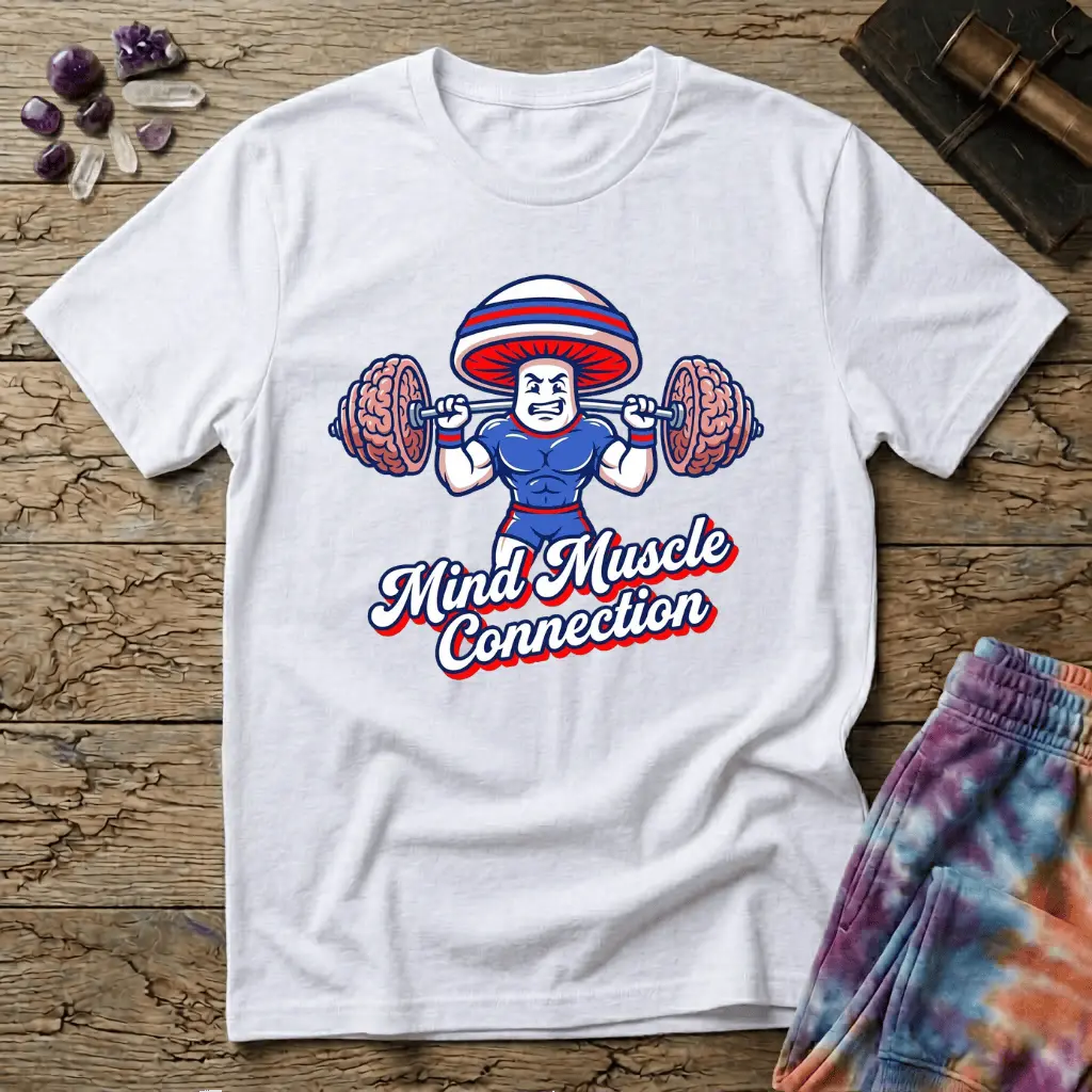 Printify T-Shirt Mind Muscle Connection Mushroom T-Shirt Mushroom Magic Mushroom T-Shirt