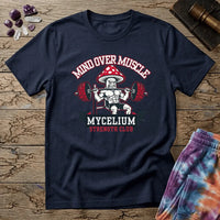 Printify T-Shirt Mind Over Muscle Mycelium Strength Club Mushroom T-Shirt Mushroom Magic Mushroom T-Shirt
