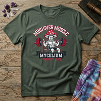 Printify T-Shirt Mind Over Muscle Mycelium Strength Club Mushroom T-Shirt Mushroom Magic Mushroom T-Shirt