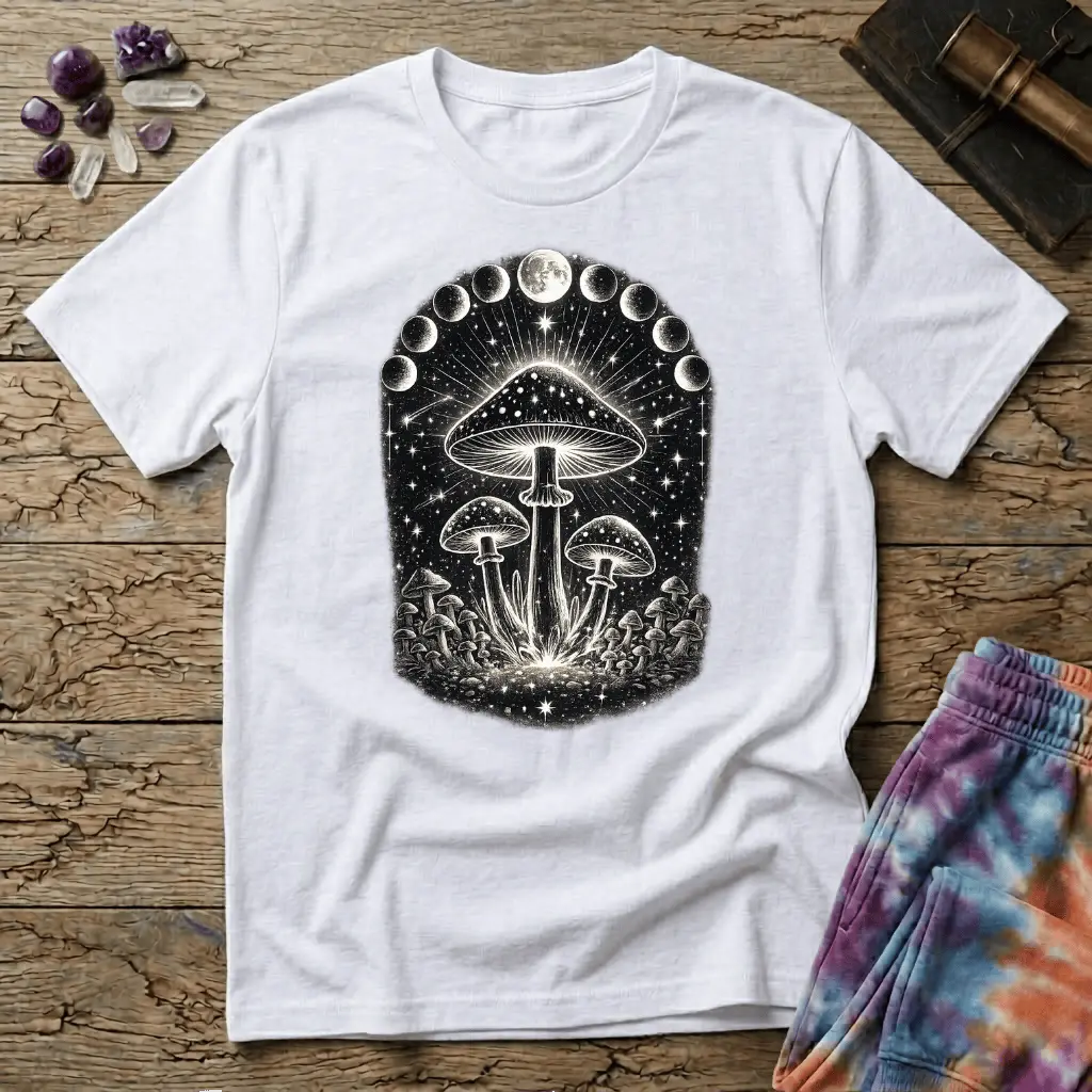 Printify T-Shirt Moon Phase Shrooms T-Shirt Mushroom Magic Mushroom T-Shirt