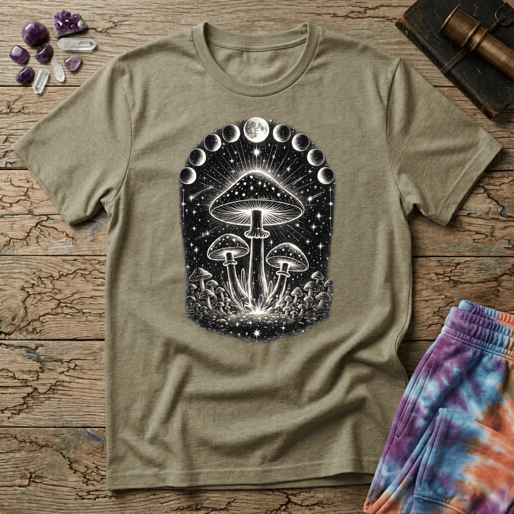 Printify T-Shirt Moon Phase Shrooms T-Shirt Mushroom Magic Mushroom T-Shirt
