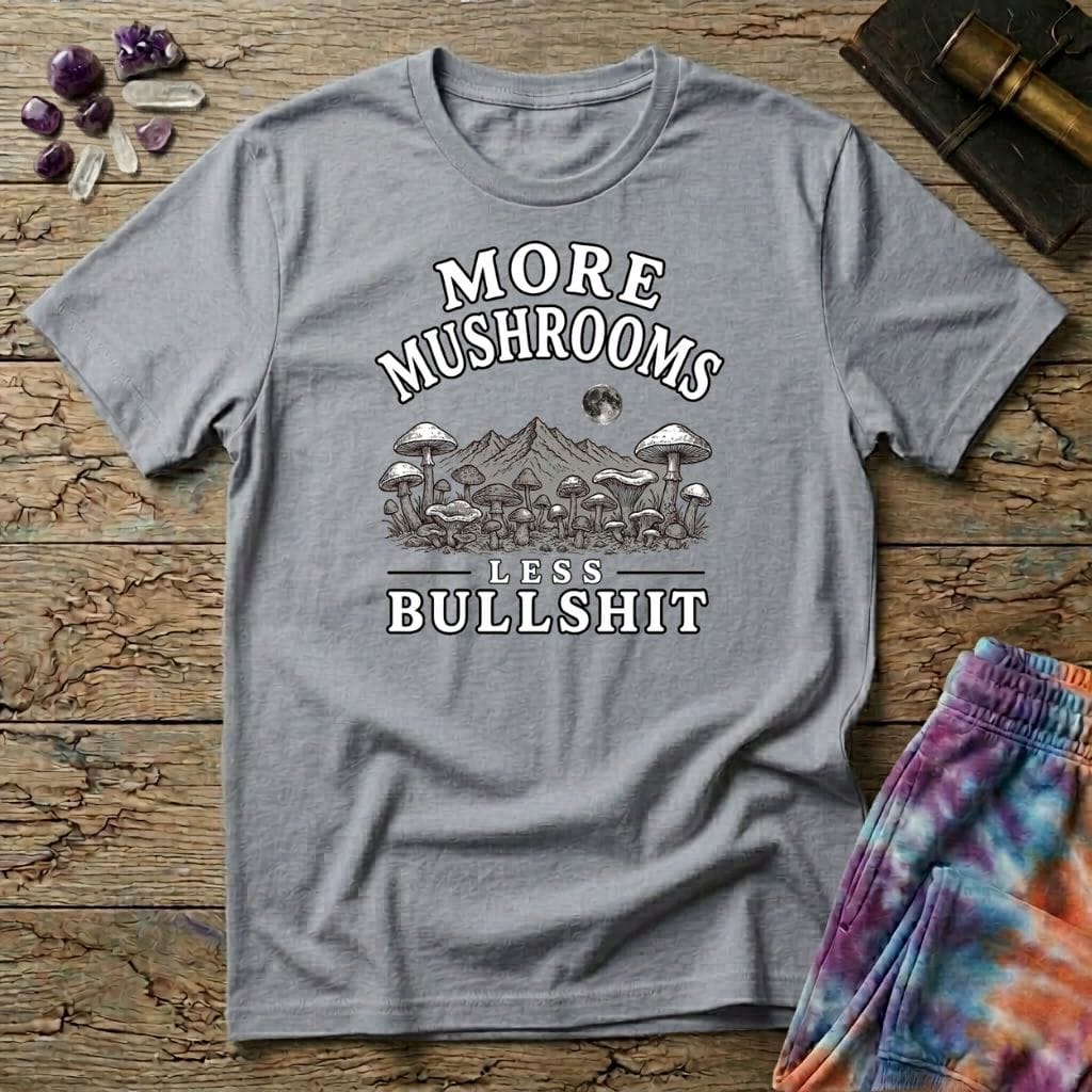 Printify T-Shirt More Mushrooms Less Bullshit T-Shirt Mushroom Magic Mushroom T-Shirt