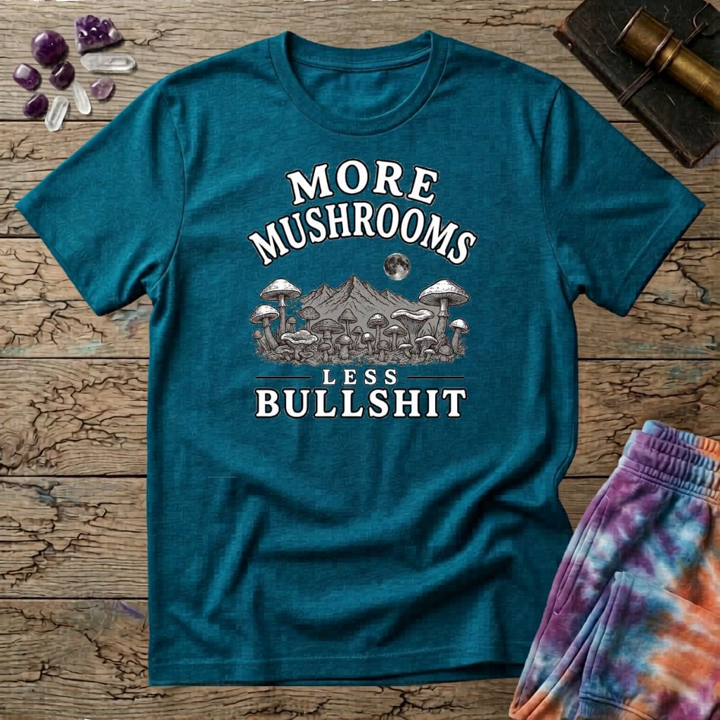Printify T-Shirt More Mushrooms Less Bullshit T-Shirt Mushroom Magic Mushroom T-Shirt