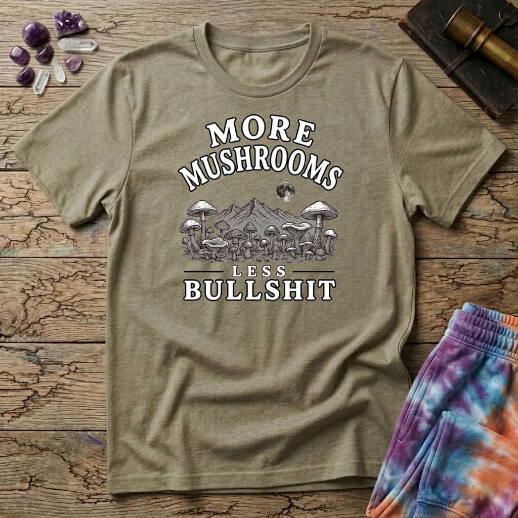 Printify T-Shirt More Mushrooms Less Bullshit T-Shirt Mushroom Magic Mushroom T-Shirt