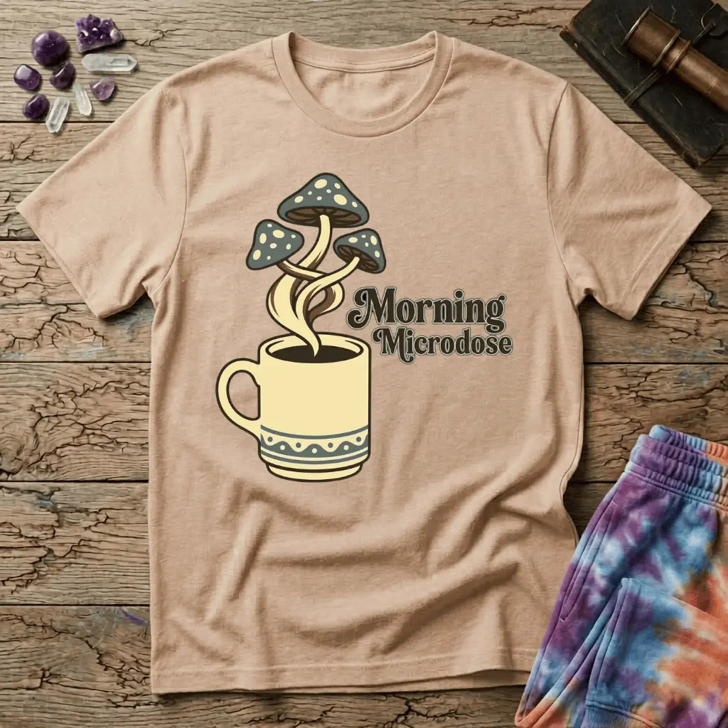 Printify T-Shirt Morning Microdose Mushroom T-Shirt Mushroom Magic Mushroom T-Shirt