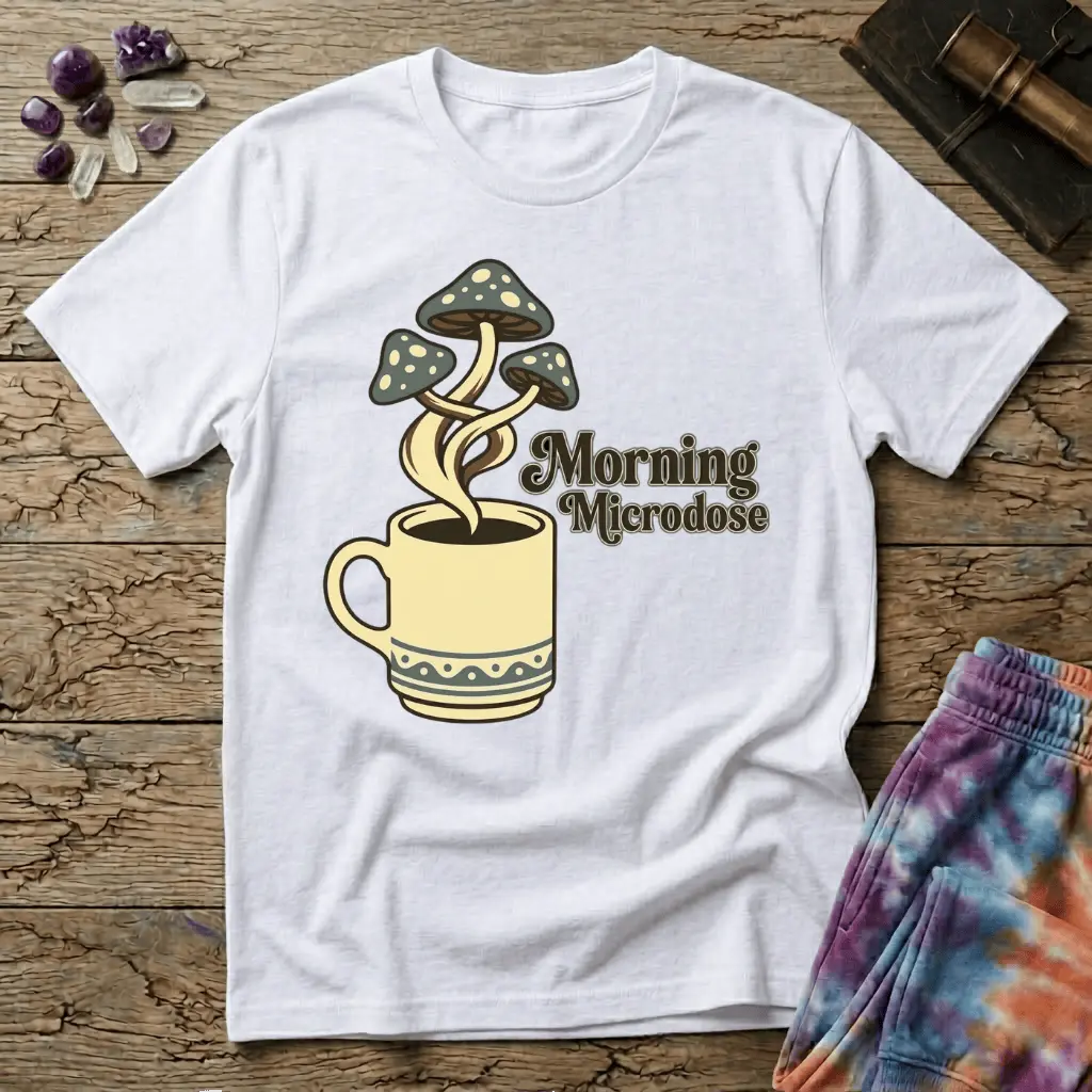 Printify T-Shirt Morning Microdose Mushroom T-Shirt Mushroom Magic Mushroom T-Shirt