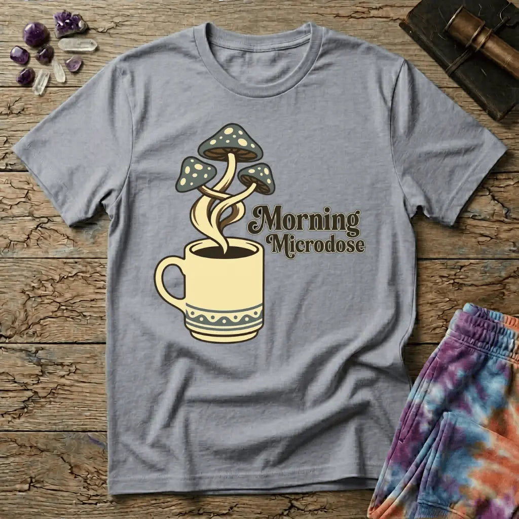 Printify T-Shirt Morning Microdose Mushroom T-Shirt Mushroom Magic Mushroom T-Shirt