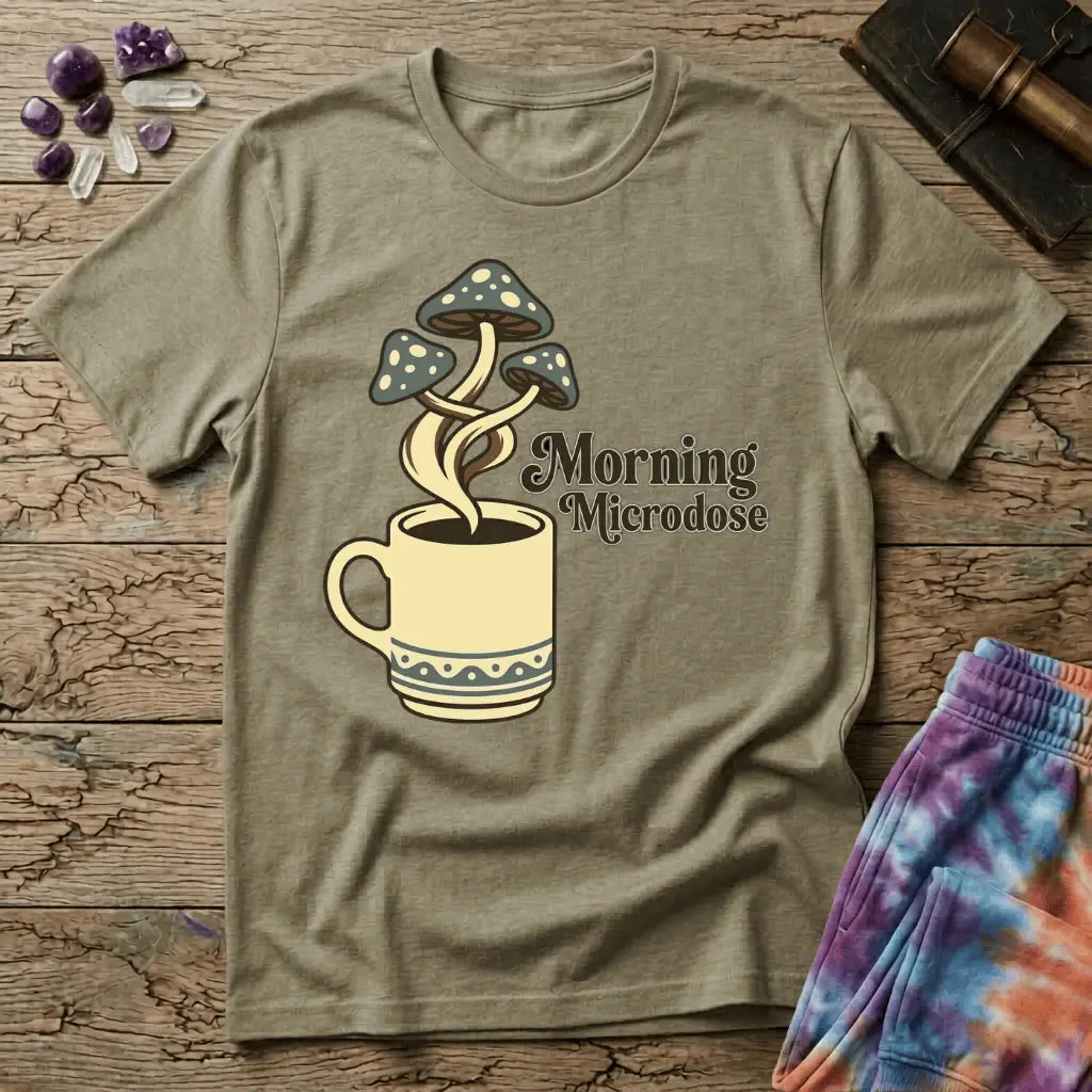 Printify T-Shirt Morning Microdose Mushroom T-Shirt Mushroom Magic Mushroom T-Shirt