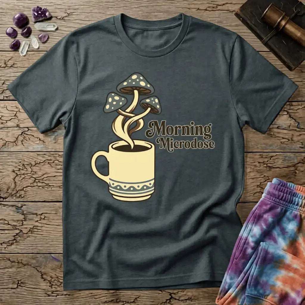 Printify T-Shirt Morning Microdose Mushroom T-Shirt Mushroom Magic Mushroom T-Shirt