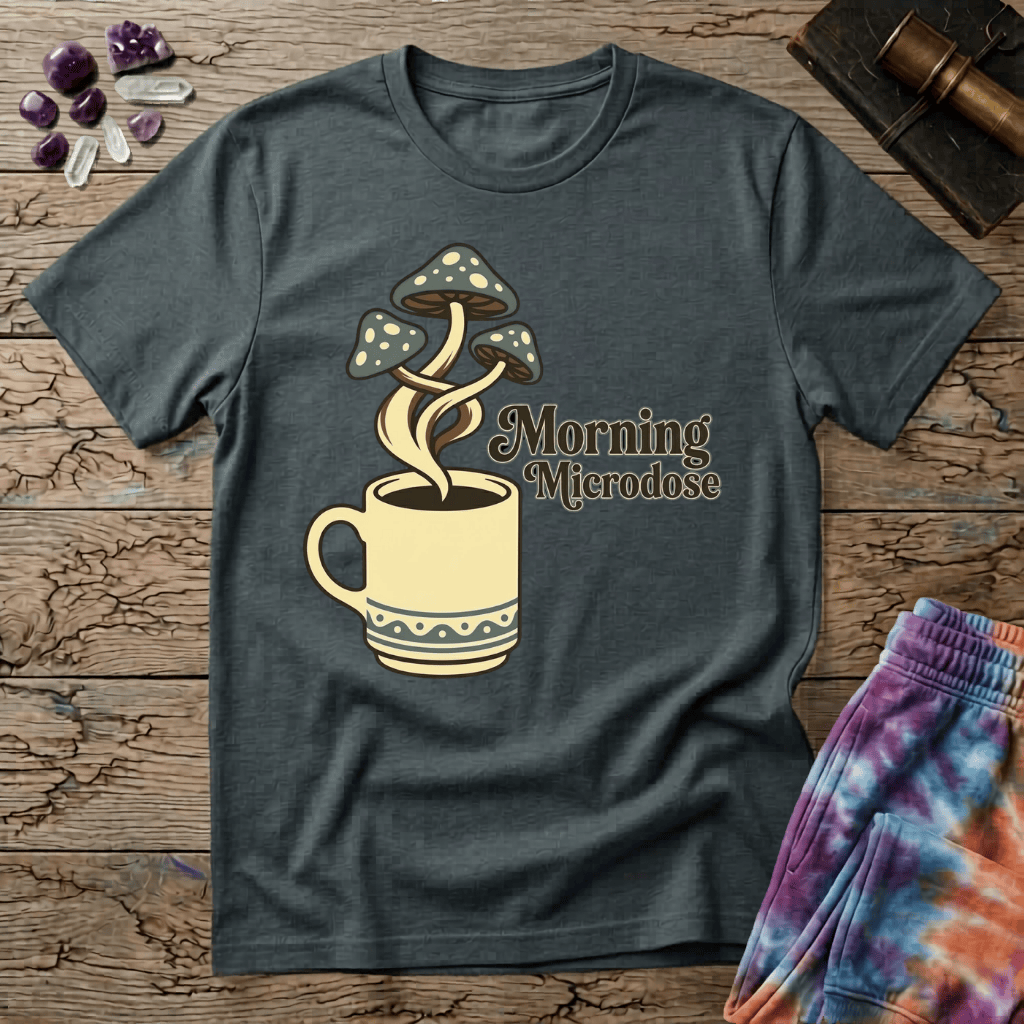 Printify T-Shirt Morning Microdose Mushroom T-Shirt Mushroom Magic Mushroom T-Shirt