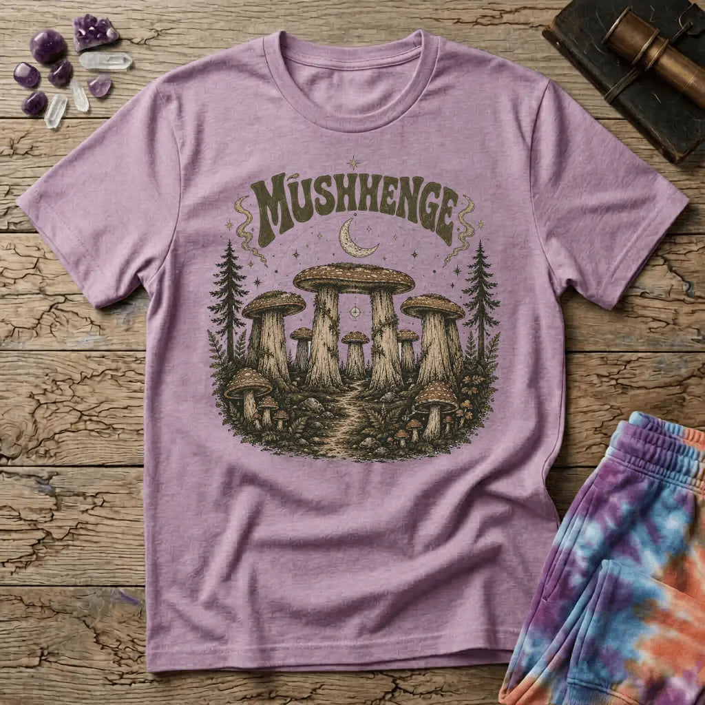 Printify T-Shirt Mushenge Mushroom Stonehenge T-Shirt Mushroom Magic Mushroom T-Shirt