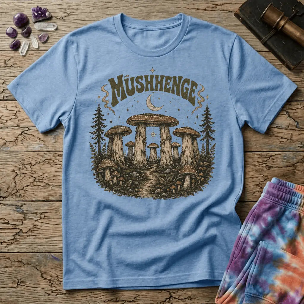 Printify T-Shirt Mushenge Mushroom Stonehenge T-Shirt Mushroom Magic Mushroom T-Shirt