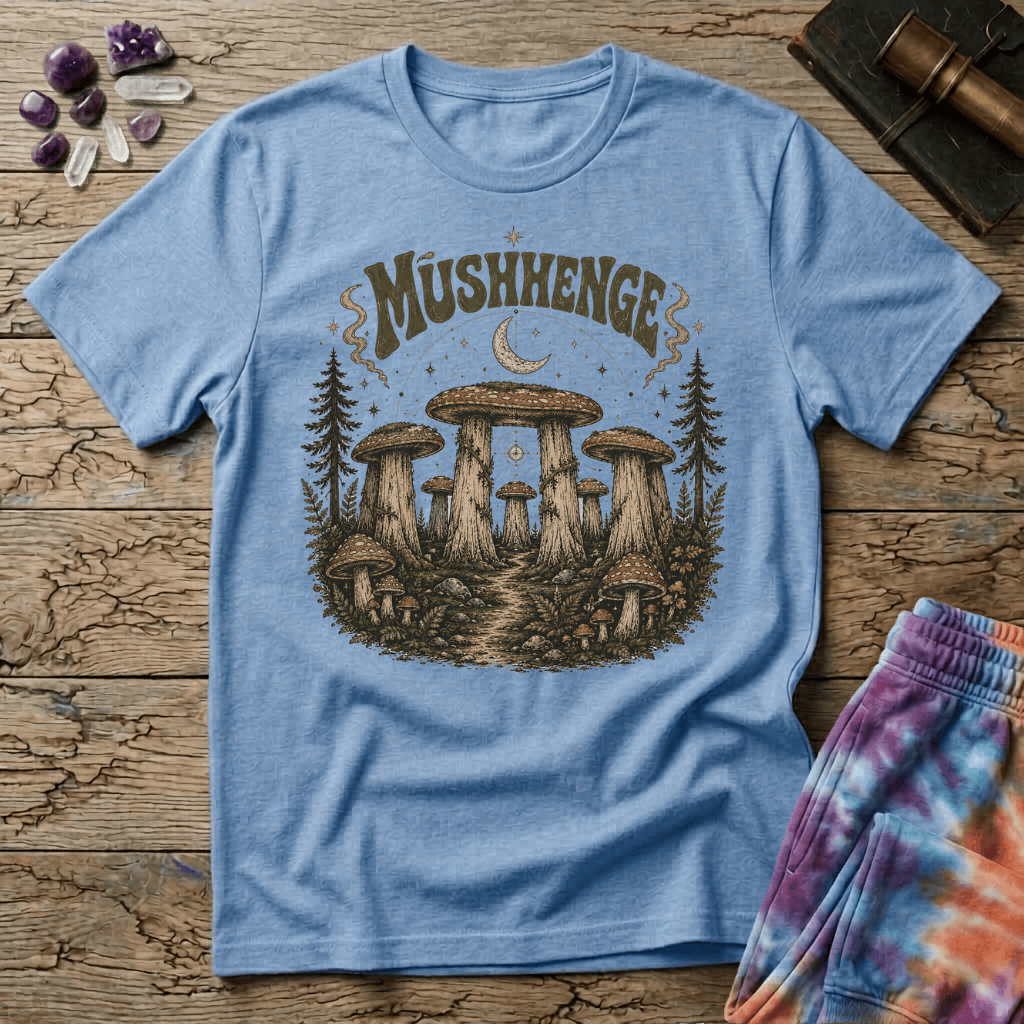 Printify T-Shirt Mushenge Mushroom Stonehenge T-Shirt Mushroom Magic Mushroom T-Shirt