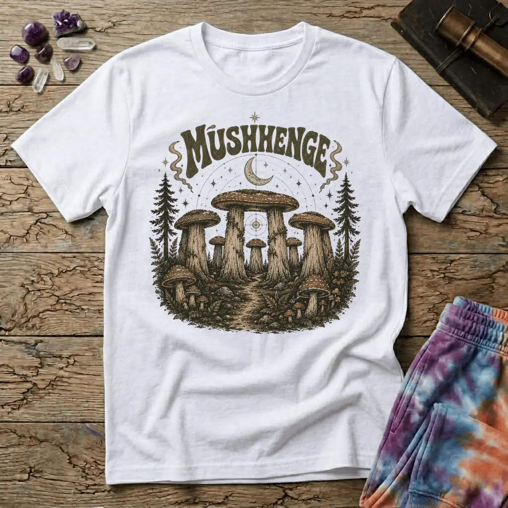 Printify T-Shirt Mushenge Mushroom Stonehenge T-Shirt Mushroom Magic Mushroom T-Shirt