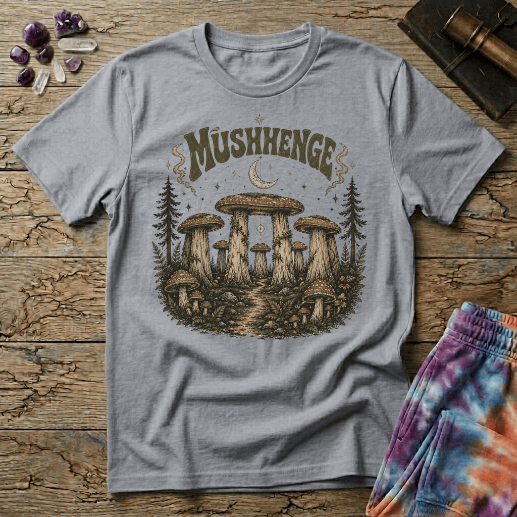 Printify T-Shirt Mushenge Mushroom Stonehenge T-Shirt Mushroom Magic Mushroom T-Shirt