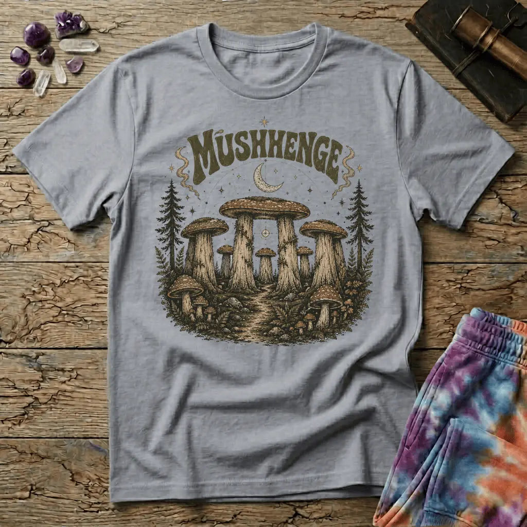 Printify T-Shirt Mushenge Mushroom Stonehenge T-Shirt Mushroom Magic Mushroom T-Shirt