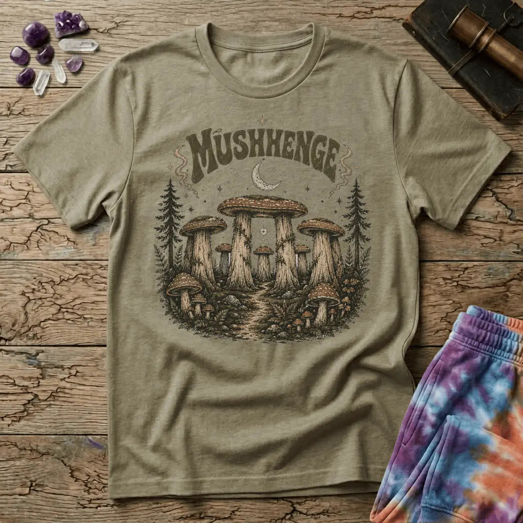 Printify T-Shirt Mushenge Mushroom Stonehenge T-Shirt Mushroom Magic Mushroom T-Shirt