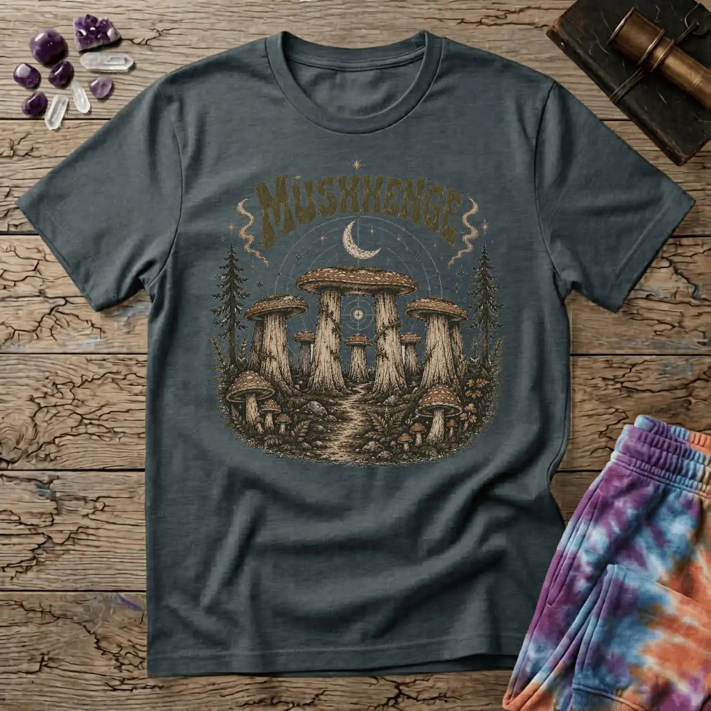 Printify T-Shirt Mushenge Mushroom Stonehenge T-Shirt Mushroom Magic Mushroom T-Shirt