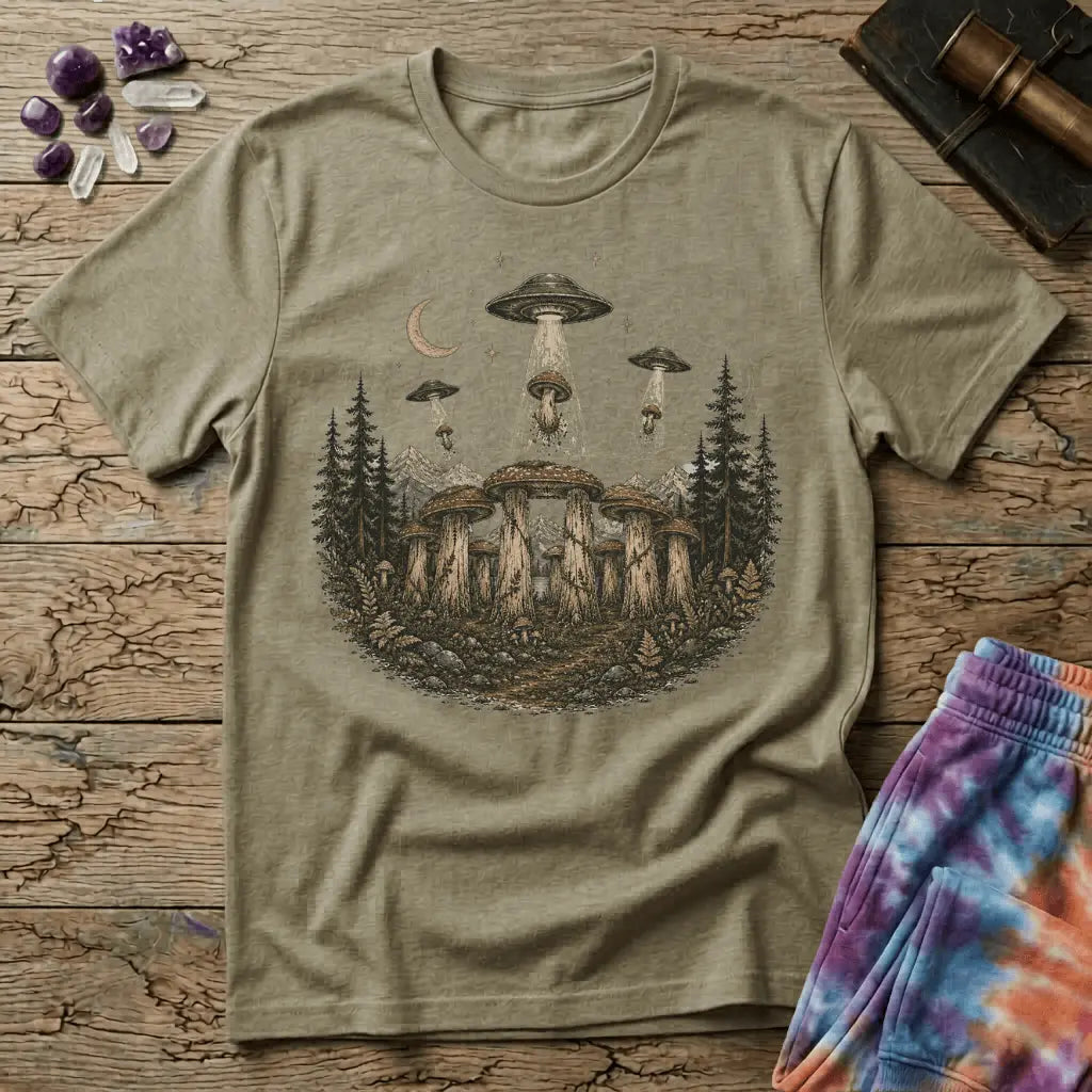 Printify T-Shirt Mushenge Too Stonehenge Mushroom T-Shirt Mushroom Magic Mushroom T-Shirt